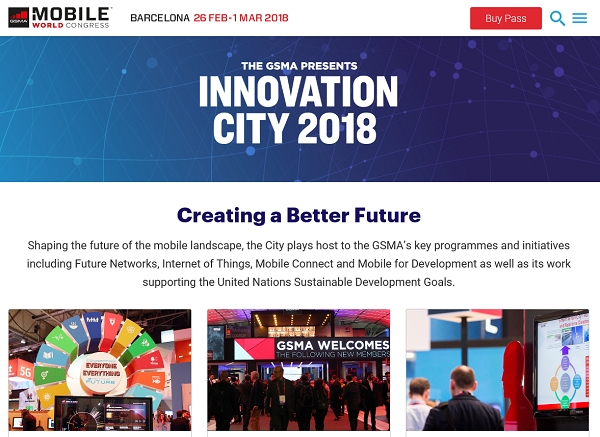 '더 나은 미래를 창조하다' 2018 MWC 이노베이션 시티에 전시될 모바일 랜드스케이프가 벌써부터 관심을 모으고 있다. [사진= MWC 홈페이지 캡처]