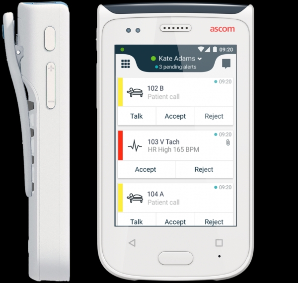 헬스케어 플랫폼의 컨트롤 허브 '애스컴 마이코2'(Ascom MYco2) [출처= 애스컴 홈페이지]