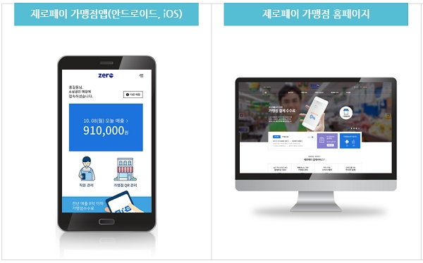 제로페이 가맹점 앱과 가맹점 홈페이지. [출처= 제로페이 홈페이지]