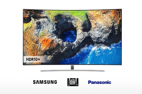 삼성전자, 20세기폭스, 파나소닉 3사 로고와 HDR10플러스가 적용된 삼성전자 QLED TV 제품 사진. [출처= 삼성전자 뉴스룸]
