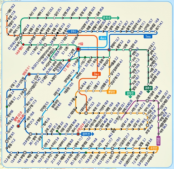 코레일 수도권 광역전철 노선도. [출처= 한국철도(코레일) 홈페이지]