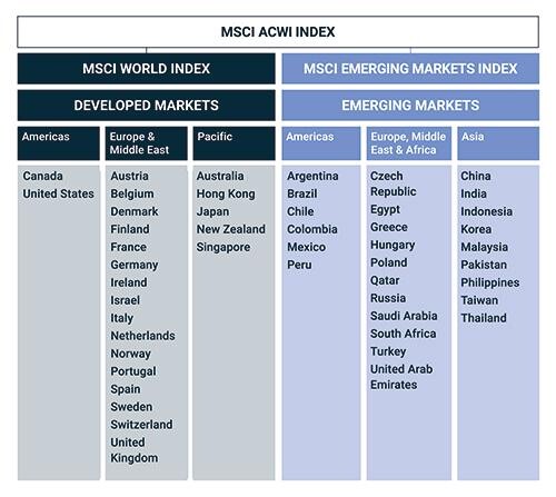 MSCI 지수의 구성. [출처= MSCI 홈페이지]