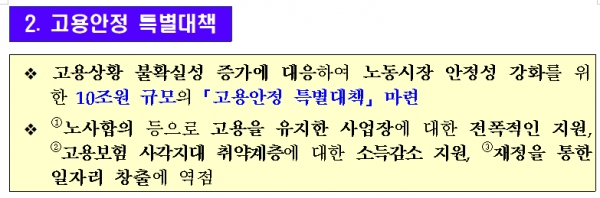 고용안전 특별대책. [출처= 기획재정부]