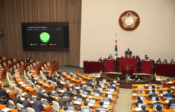 20일 국회 본회의장에서 열린 국회 본회의에서 진실ㆍ화해를 위한 과거사정리 기본법 일부개정법률안(대안)이 가결되고 있다. [사진= 연합뉴스]