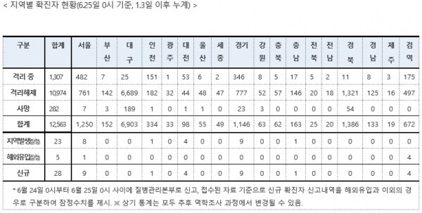 코로나바이러스감염증-19 국내 발생 현황 6월 25일 정례브리핑[사진=보건복지부]코로나바이러스감염증-19 국내 발생 현황 6월 25일 정례브리핑[사진=보건복지부]