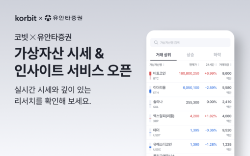 코빗, 유안타증권 앱 내 가상자산 시...