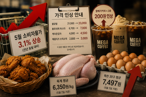 3% 물가 쇼크에 외식값 줄인상…치킨...